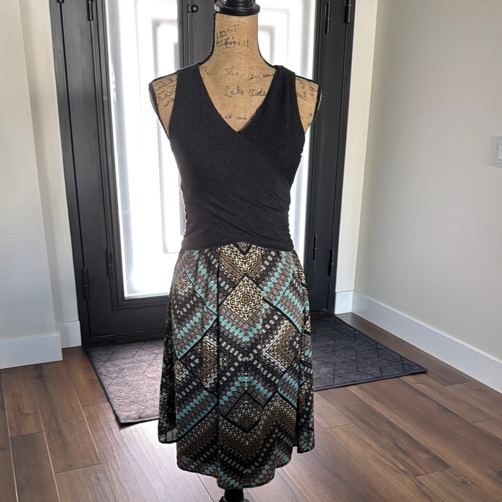 Amadi Black and Teal Patterned Dress